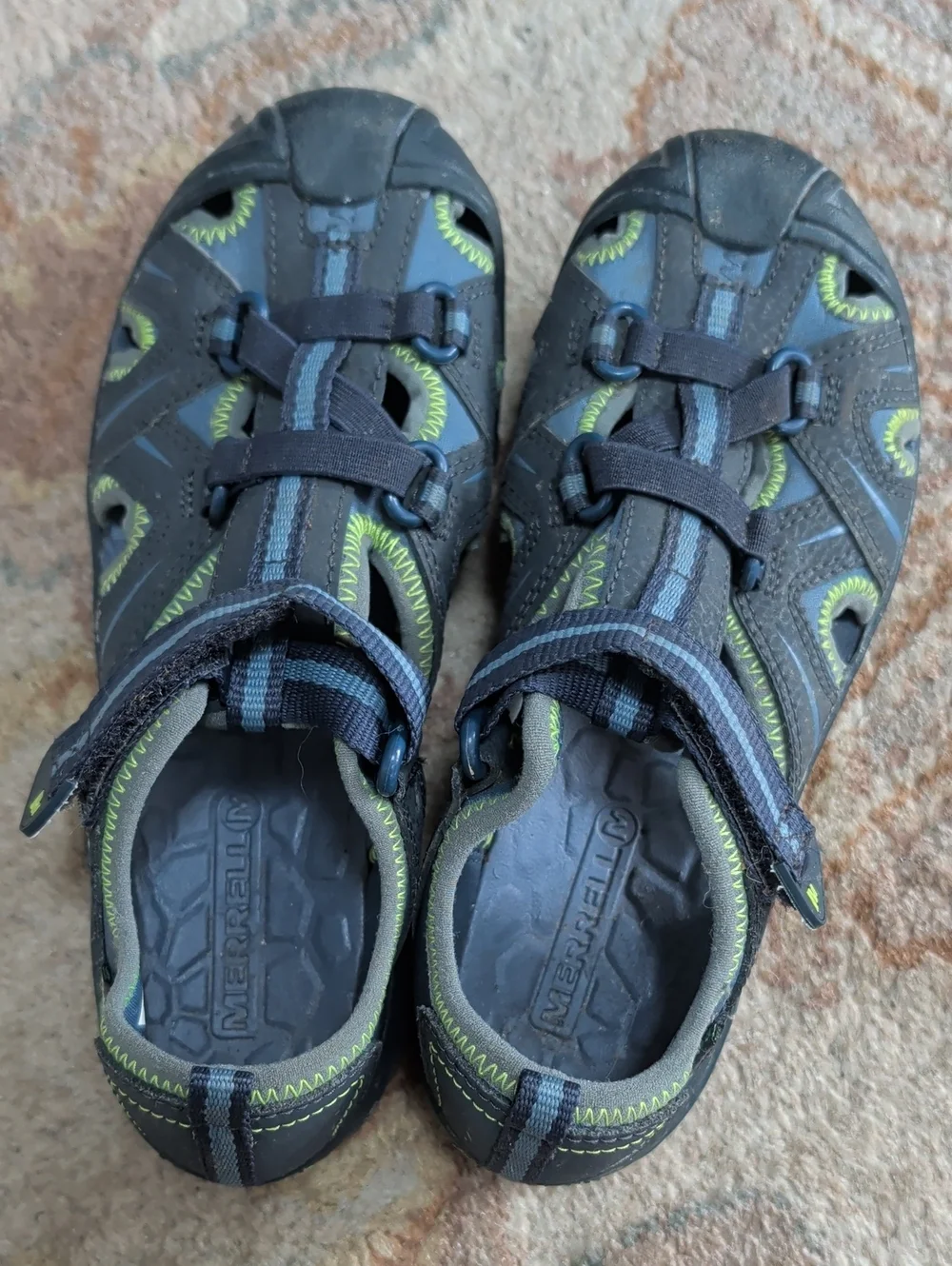Merrell Kids Navy and Lime Hydro Closed-Toe Water Sandals
